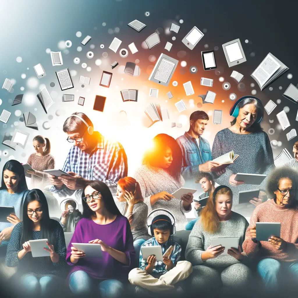 image illustrant des personnes lisant des abonnement ebooks illimités sur kindle kobo