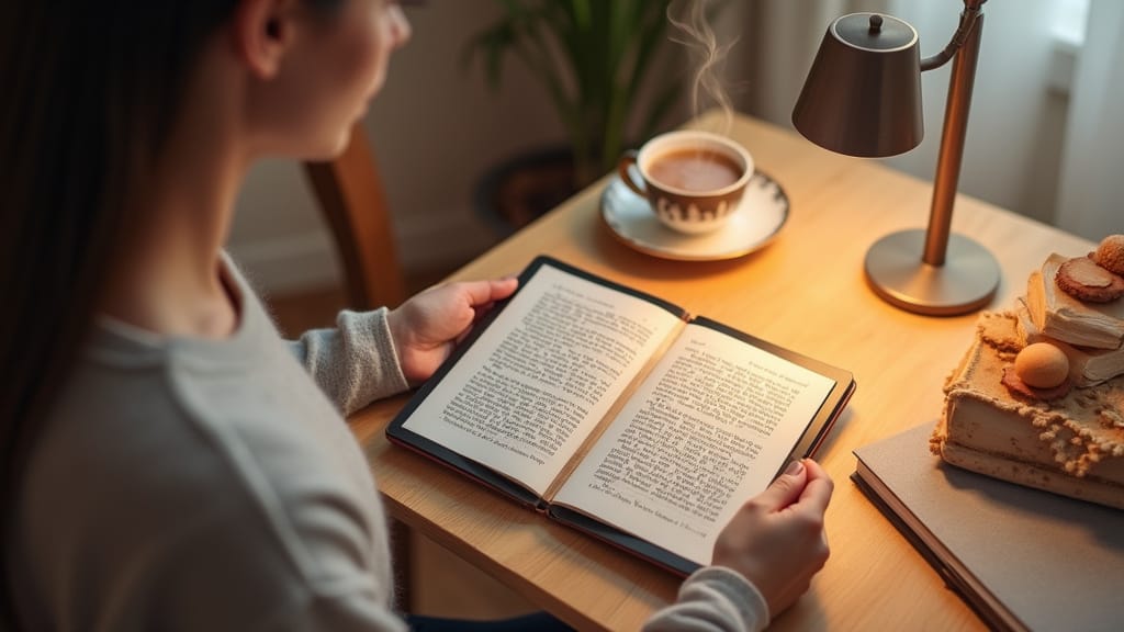 femme lisant un livre avec une lumière de lecture accessoire